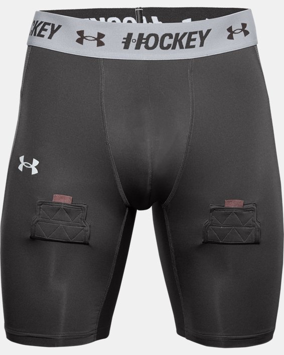 Men's UA Hockey Compression Shorts, Gray, pdpMainDesktop image number 4